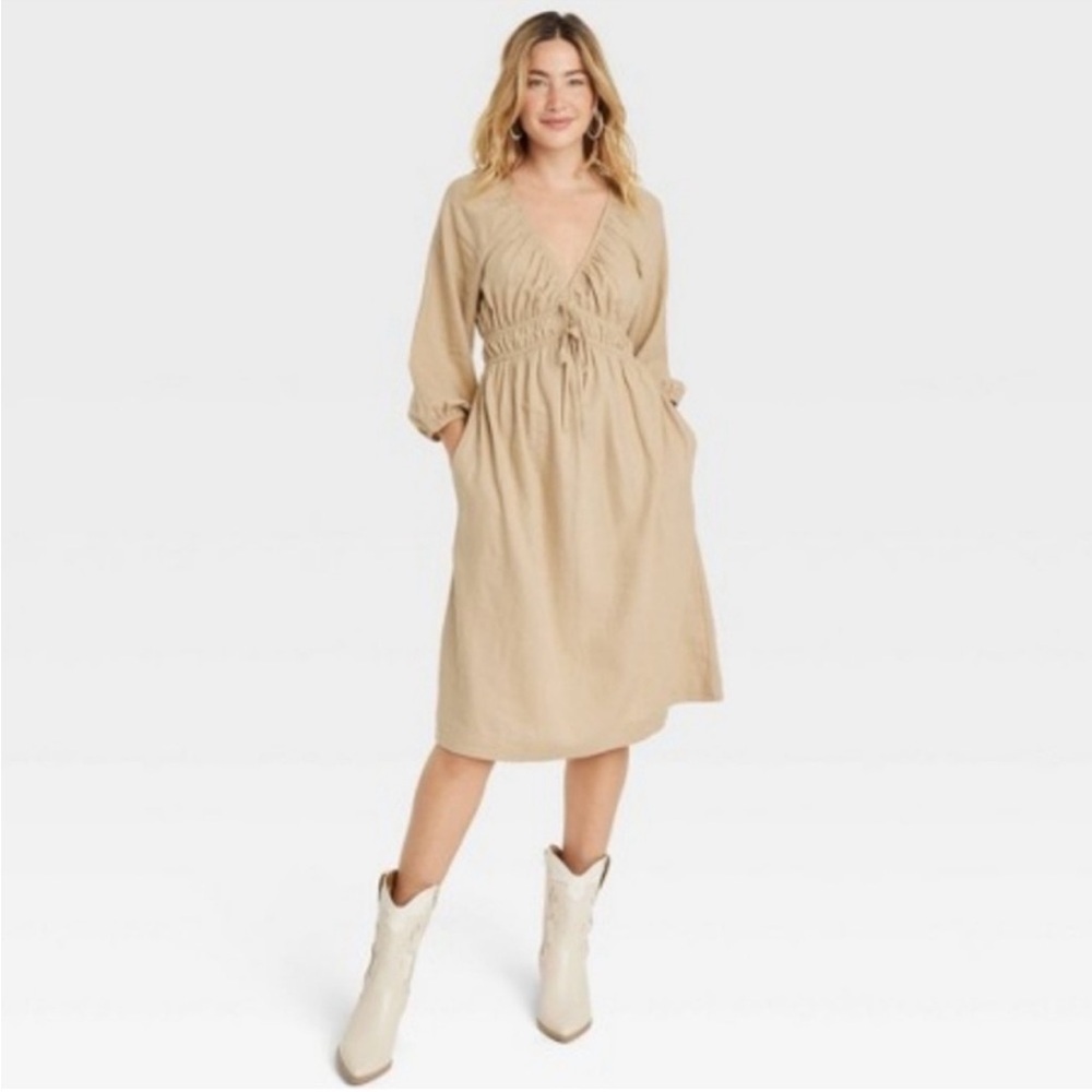 Universal threads tan dress linen S NWT